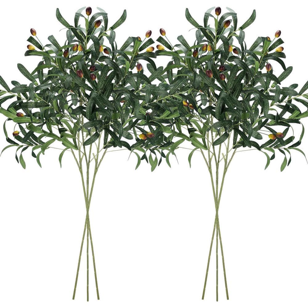 39 in. Green Artificial Olive Branch Stem 6 pcs Faux Greenery Branches with  Leaves and Fruit for Vase or Centerpiece 59C1124D2256 - The Home Depot
