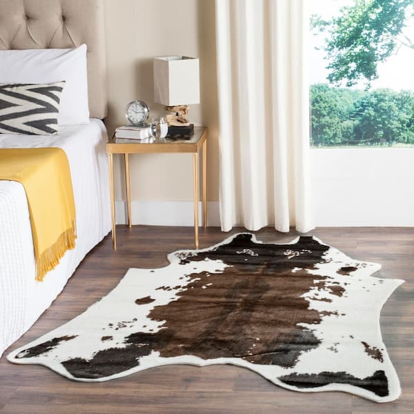 Faux Cow Hide 5 ft. x 7 ft. Brown Rustic Cowhide Area Rug