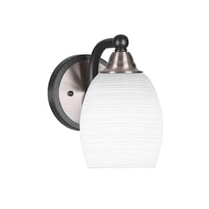 Madison 5 in. 1-Light Matte Black and Brushed Nickel Wall Sconce with Standard Shade