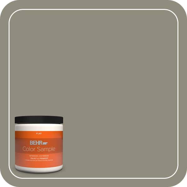 BEHR PREMIUM PLUS 8 oz. #MQ6-25 Pavement Gray Flat Interior/Exterior Paint & Primer Color Sample
