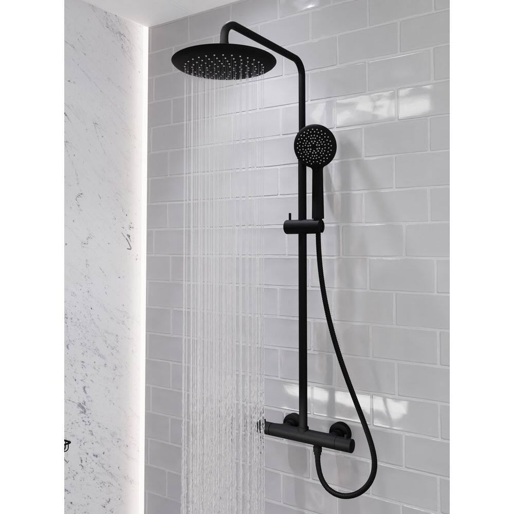 Matte Black Stainless Steel Multi-Head Shower System with Hand Sprayer