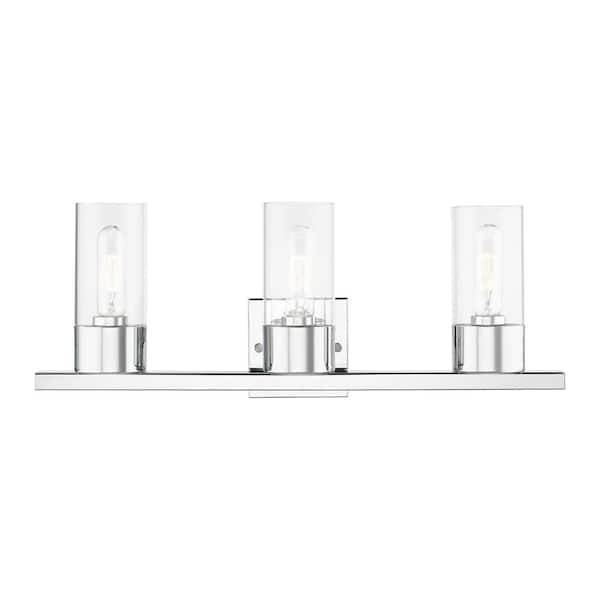 AVIANCE LIGHTING Belcrest 23 in. 3-Light Polished Chrome Vanity Light with Clear Glass