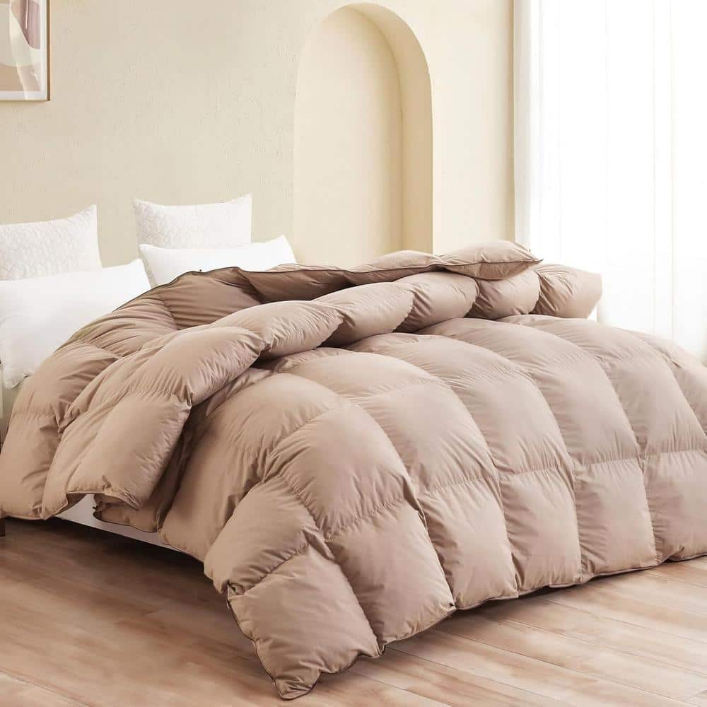 All Season Khaki Down Alternative King Comforter, Fluffy Duvet Insert with 