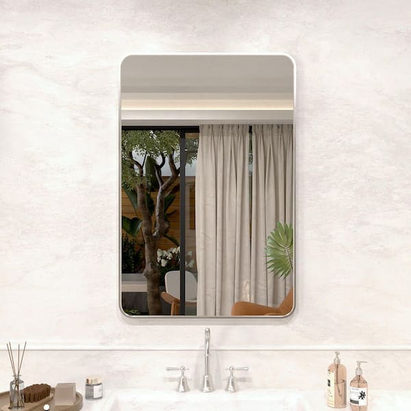 Vista 24 in. W x 36 in. H Rectangular Framed Wall Bathroom Vanity Mirror in Brushed Nickel