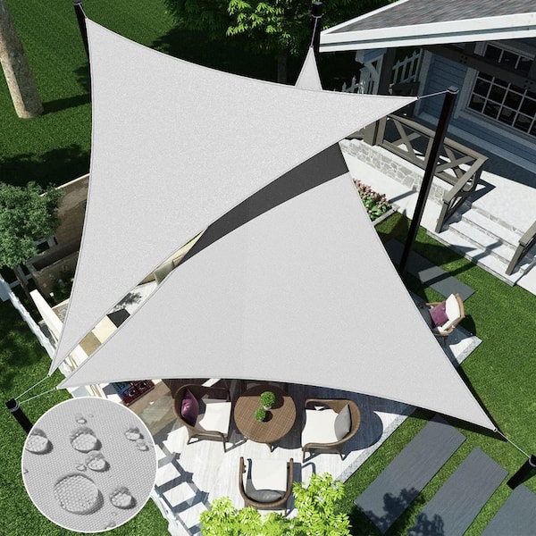 16 ft. x 16 ft. Light Gray Triangle Heavy Weight Sun Shade Sail with UV Blockage and waterproof for Patio and Pool Cover