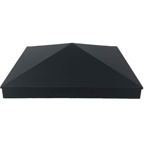 8 in. x 8 in. Black Aluminum Ornamental Pyramid Post Cap (12-Pack)