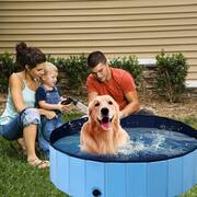 63 ft.  ft.  Blue Indoor Outdoor Portable Leakproof Foldable Dog Pet Pool Kiddie Bathing Tub