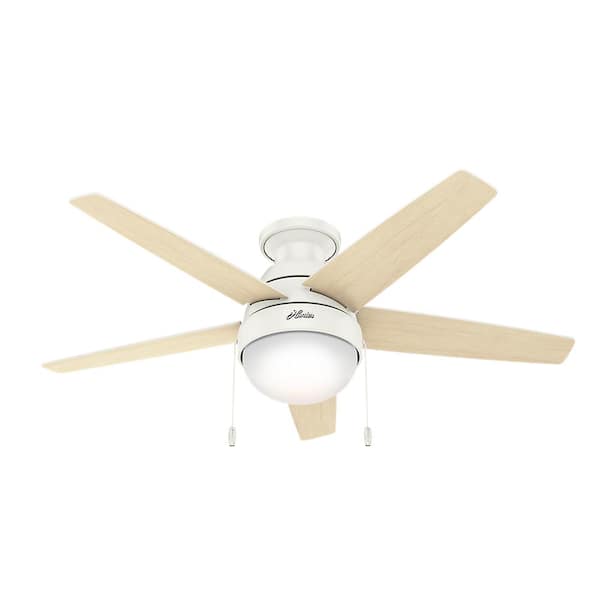 Hunter Parmer 46 in. LED Indoor Fresh White Flush Mount Ceiling Fan with Light Kit