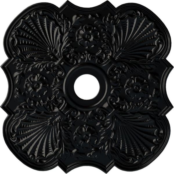 Ekena Millwork 1-3/8" x 29" x 29" Polyurethane Flower Ceiling, Hand-Painted Jet Black