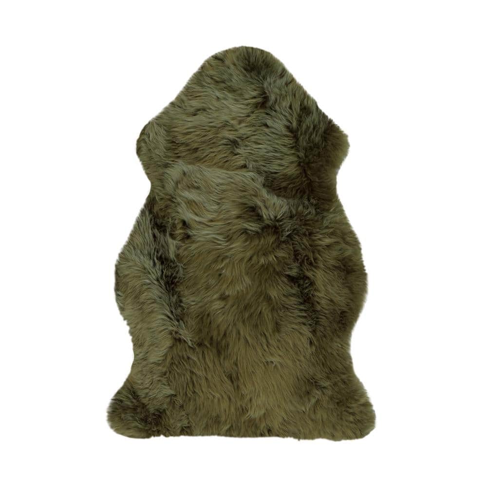 Lush New Zealand Wool Sheepskin Rug in Khaki 2' x 3'