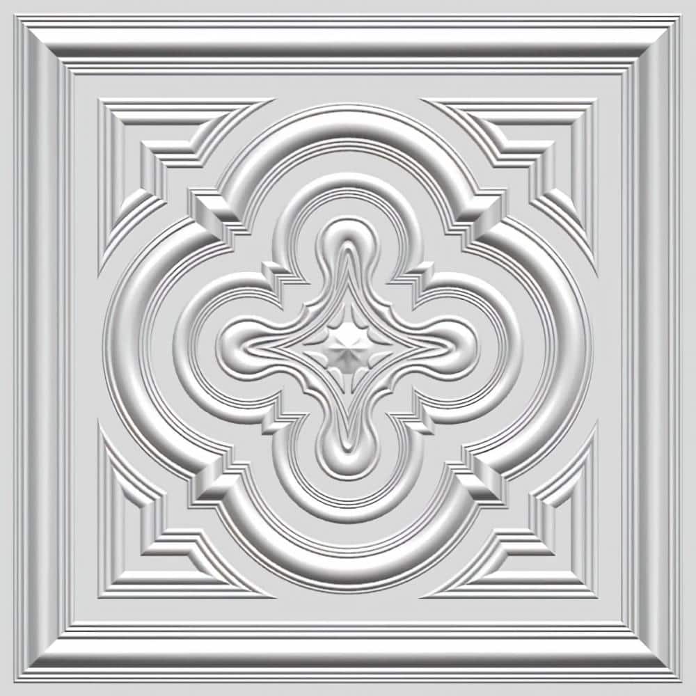 White 23.82 in. x 23.82 in. 3D Embossed Gothic Trefoil PVC Drop Ceiling Tile, 12-Pack, 47.3 sq. ft. price history on PriceWatchPro