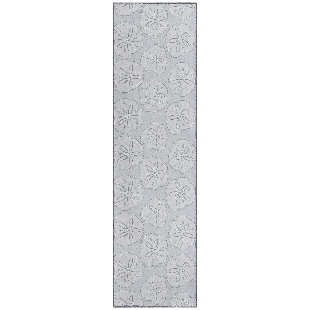 Surfside Gray 2 ft. 3 in. x 7 ft. 6 in. Geometric Indoor/Outdoor Area Rug