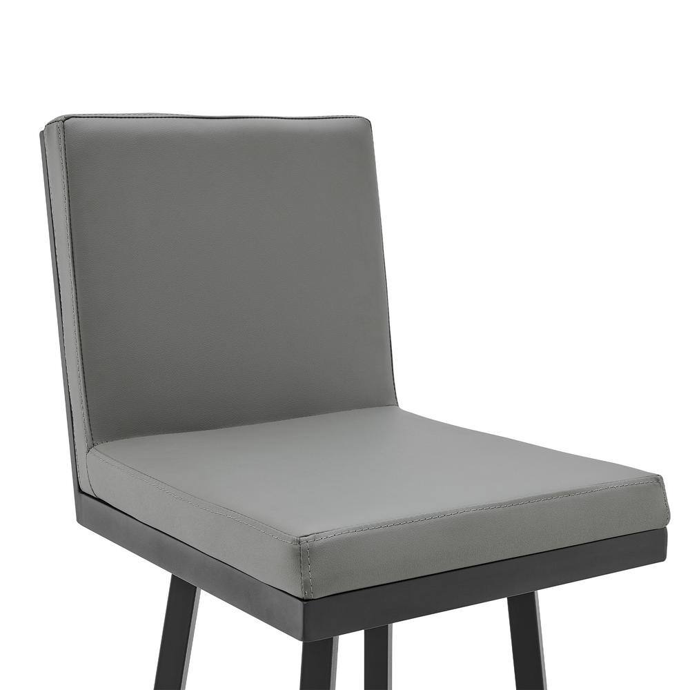 Rochester Geometric Swivel Counter Stool in Black Metal & Gray Leather