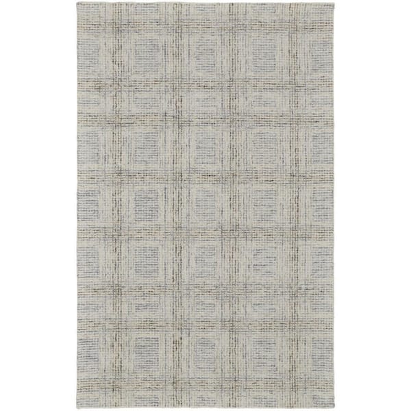 HomeRoots Ivory, Gray Geometric 10 ft. x 14 ft. Area Rug