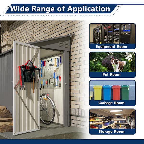 A3 【Tanko様】 No.856/No.913/No.911/No.826 Thanaddo 4 ft. W x 8 ft. D Metal Storage Lean-To Shed, Gray (30 sq