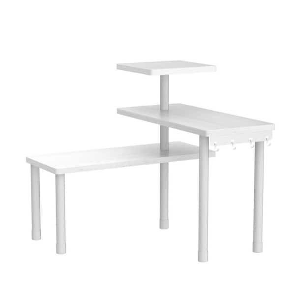 3-Tier Bathroom Counter Organizer, Moveable Countertop Corner Shelf for Bathroom Counter, Make Up, Dresser Table, White