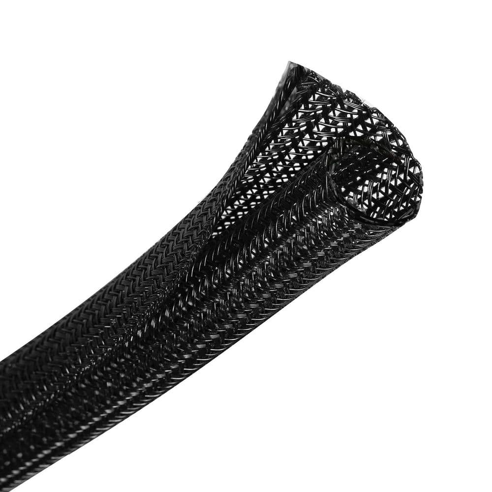 25ft 1/2 in. Braided Cable Management Sleeve Self-Wrapping Split Wire ...