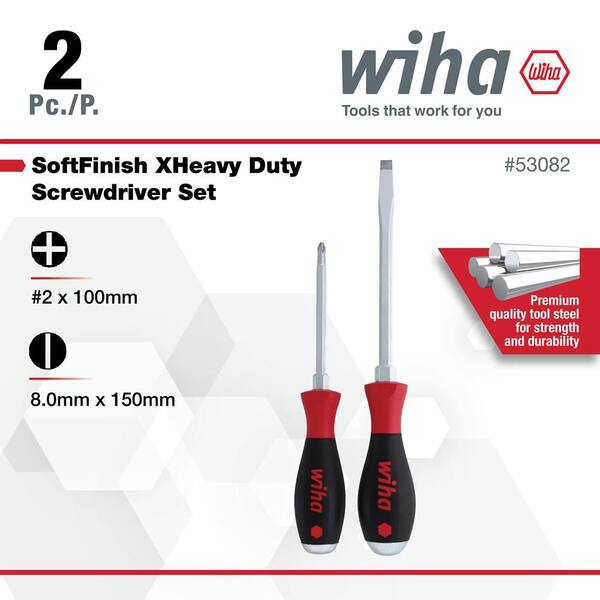 Wiha Soft Finish XHeavy Duty Slotted and Phillips Screwdriver Set