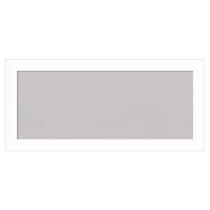 Basic White Narrow Wood Framed Grey Corkboard 33 in. x 15 in. Bulletin Board Memo Board