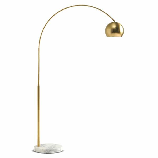 Brightech Olivia 75 in. Antique Brass Industrial 1-Light Adjustable LED Floor Lamp with Brass Metal Bowl Shade