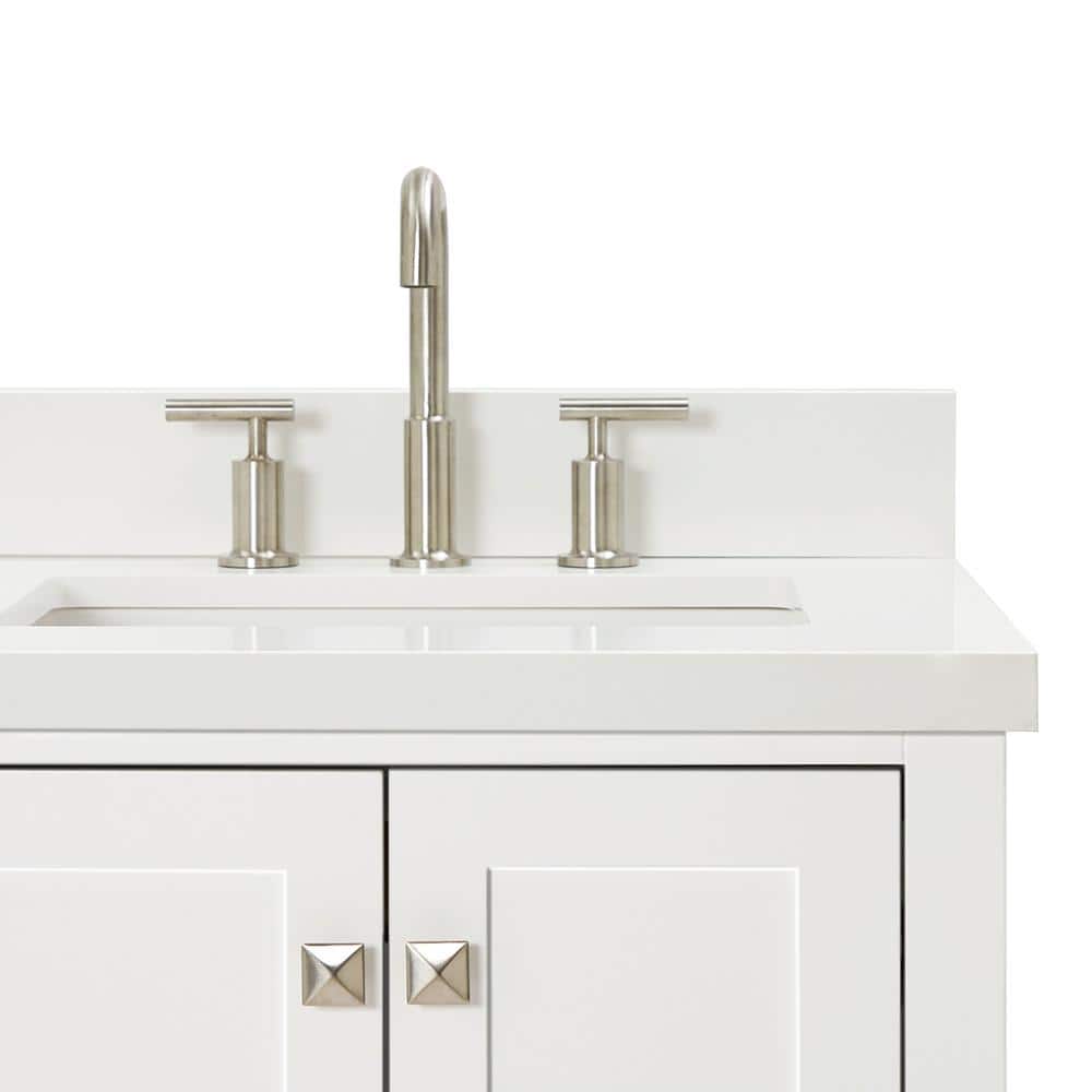 White Quartz Double Vanity with Rectangular Sinks