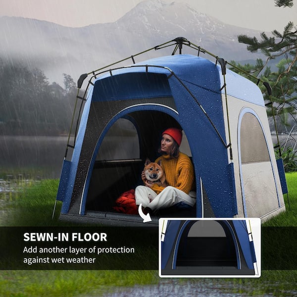 Sudzendf 7.8 ft. x 7.8 ft. 4-People Polyester Pop Up Tent, Instant