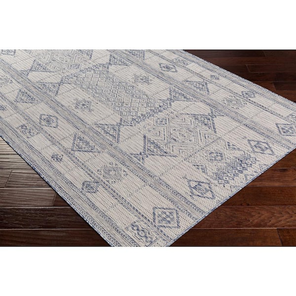 Ansted Blue/Cream 8 ft. x 10 ft. Global Indoor/Outdoor Area Rug