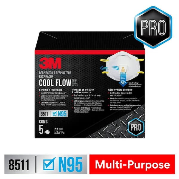 3M 8511 N95 Sanding and Fiberglass Disposable Respirator with Cool Flow Valve (5-Pack)