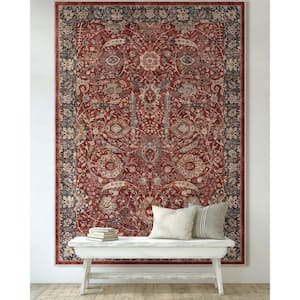 Asha Liana Vintage Oriental Red 5 ft. 3 in. x 7 ft. 3 in. Machine Washable Area Rug