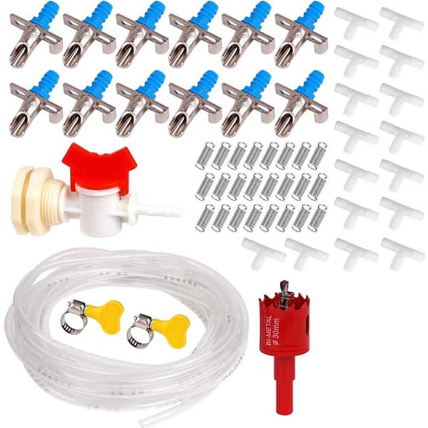 12-Piece Automatic Rabbit Watering System Kit with 23 ft. Hose Hole Opener and G1/2 in. Connector Blue