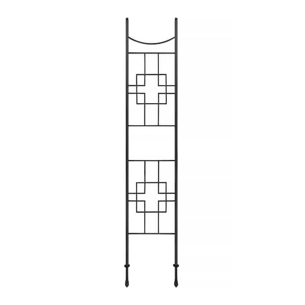 ACHLA DESIGNS 96 .5 in H Graphite Powdercoat Finish Wrought Iron Outdoor Square-on-Squares Slim Trellis, Garden Accent