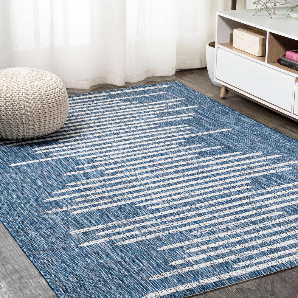 Bohemian Blue Stripe Washable Synthetic Rug - 3' x 5'