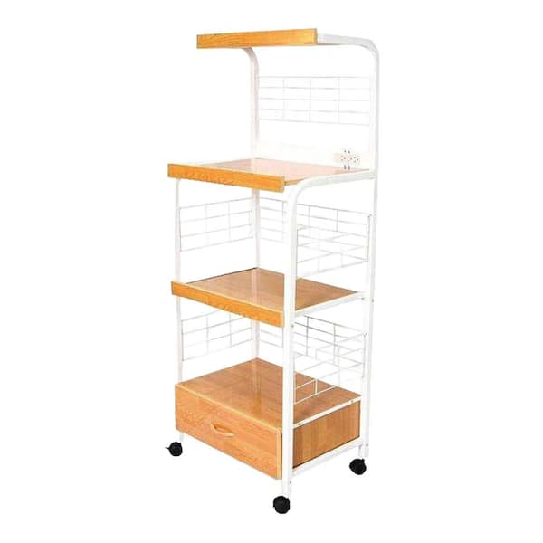 ORE International - White Microwave Cart With Shelf