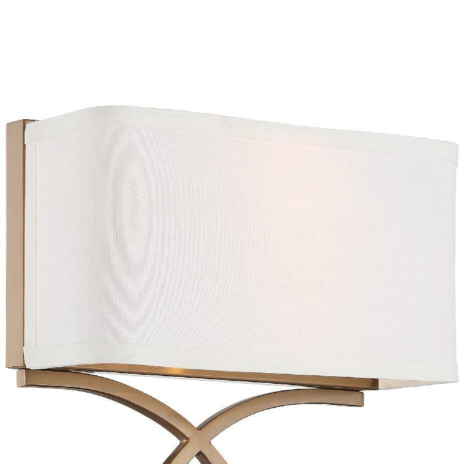 Vibrant Gold Silk Shade Dimmable 2-Light Sconce