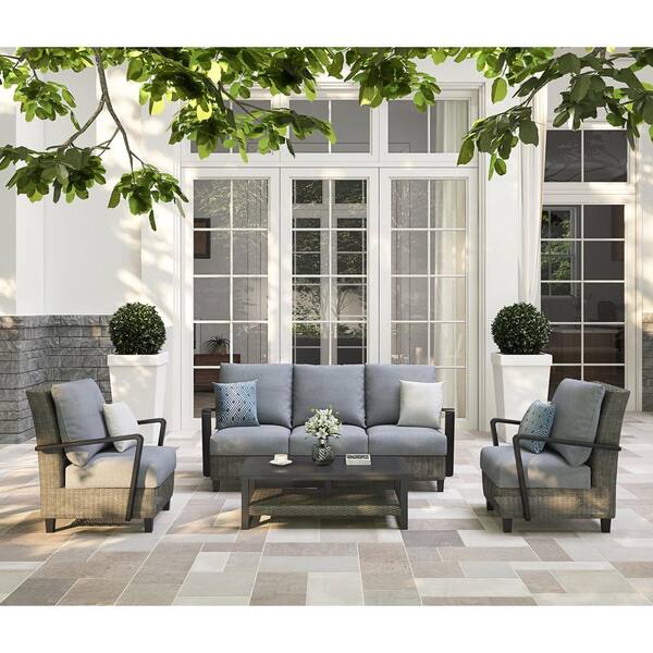 Ove Decors Augusta Ii 4 Piece Aluminum Conversation Set With Sunbrella Grey Cushions 15pkc Aug204 Gr - Patio Furniture Augusta Me Ove Decors Augusta Ii 4 Piece Aluminum Conversation Set With Sunbrella Grey Cushions 15pkc Aug204 Gr - Patio Furniture Augusta Me