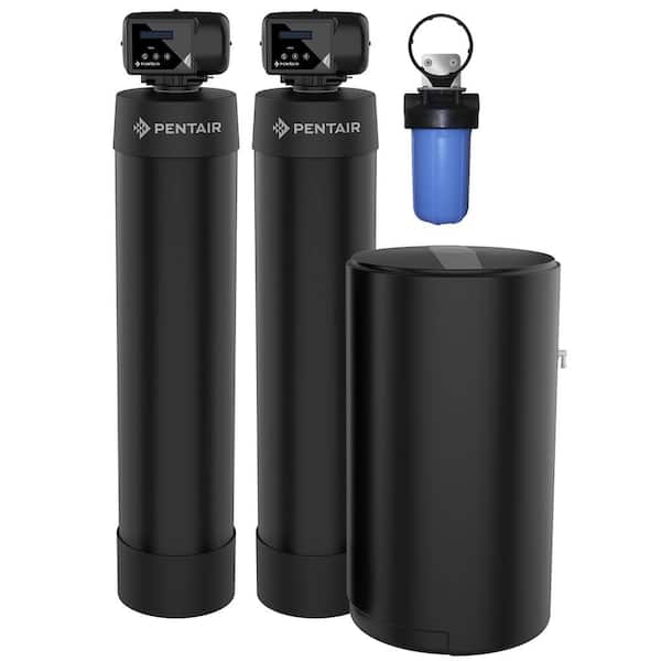PENTAIR Whole House Carbon Filtration and Salt-Based Water Softening System in Black