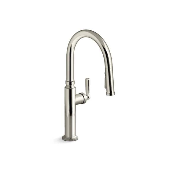 KOHLER Edalyn By Studio McGee Single Handle Pull Down Sprayer Kitchen Faucet With Sprayhead in Vibrant Polished Nickel