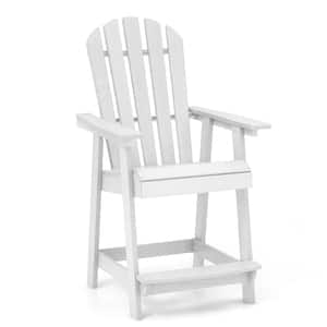 Patio Tall Bar Plastic Chair with Armrest Footrest Home Outdoor Bar Stool White