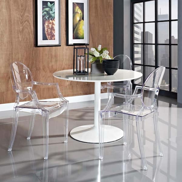 Modway Casper Clear Dining Arm Chair, Clear Perspex Dining Room Chairs