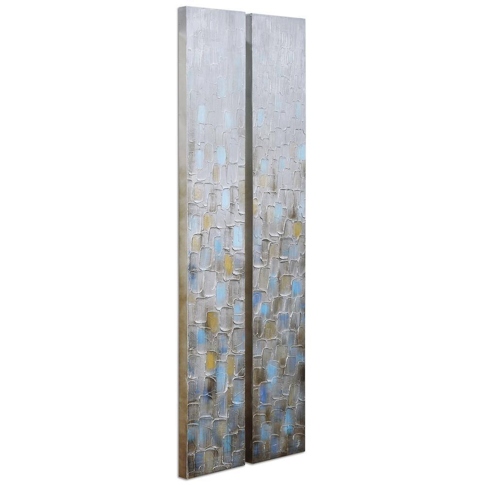 Cosmopolitan Abstract Metallic Hand Painted Canvas Wall Art, 72" x 24"