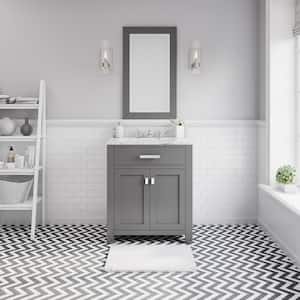 30 in. W x 21 in. D x 34 in. H Vanity in Cashmere Grey with Marble Vanity Top in Carrara White