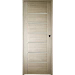 18 in. x 84 in. Alba Left-Hand Solid Core 7-Lite Frosted Glass Shambor Wood Composite Single Prehung Interior Door