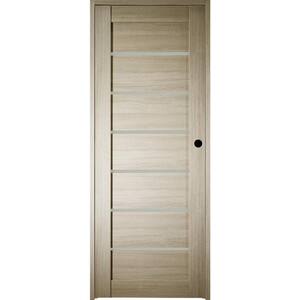 32 in. x 84 in. Alba Left-Hand Solid Core 7-Lite Frosted Glass Shambor Wood Composite Single Prehung Interior Door