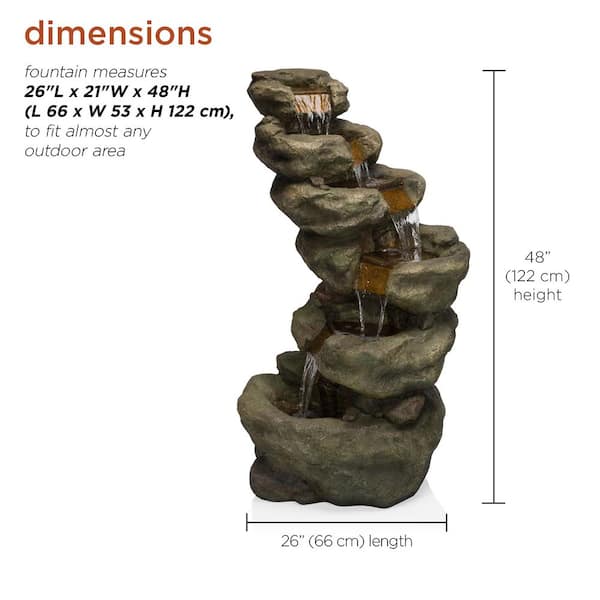 【新作】Fontaine 4種類 Alpine Corporation 48 in Tall Multi-Tiered Rock Waterfall Fountain