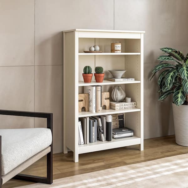 Shaker Style Off White 48 in. Tall Solid Wood Bookcase