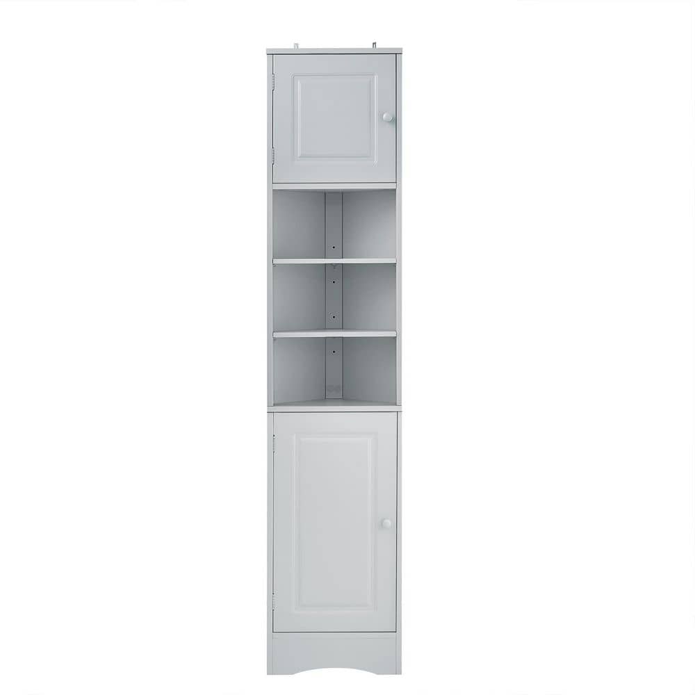 15 in. W x 9 in. D x 67 in. H Gray MDF Linen Cabinet w/2-Doors and Adjustable Shelves in Gray price history on PriceWatchPro