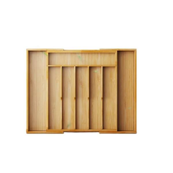 Expandable Bamboo Kitchen Drawer Organizer for Cooking Utensils and Cutlery, Silverware Organizer, Natural