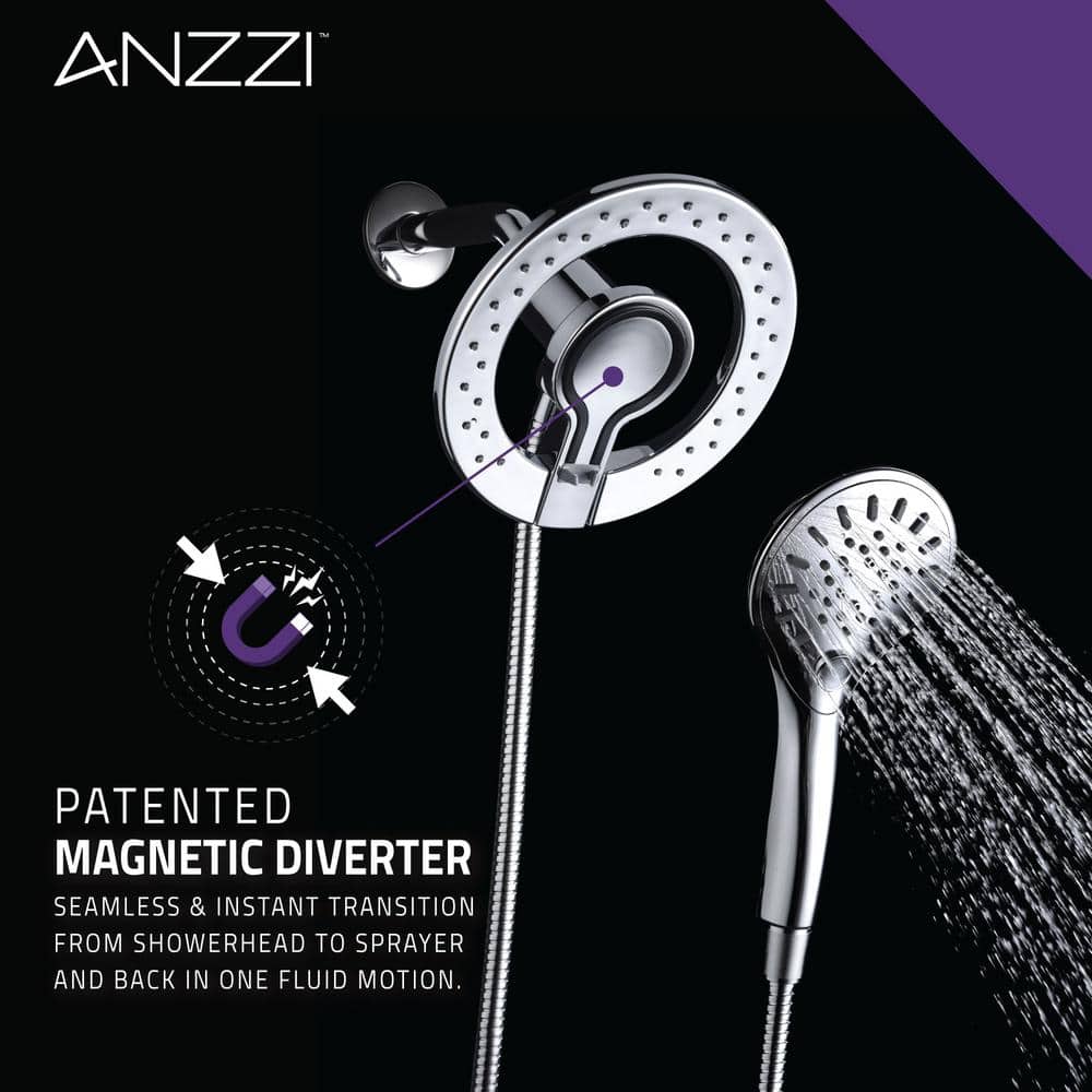 Polished Chrome Dual Wall Mount Handheld Shower Head