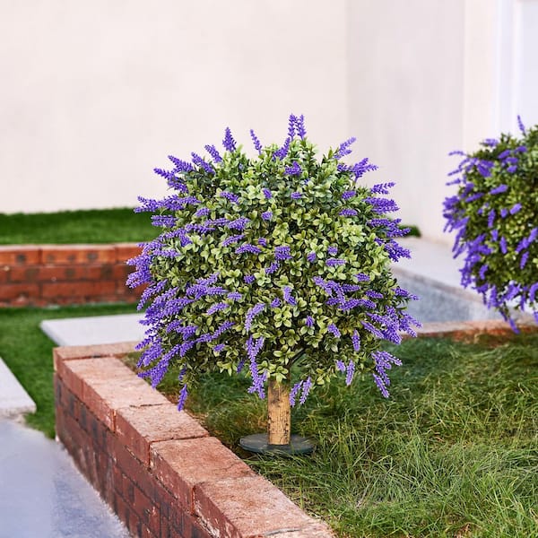 DR.Planzen 16 in. Artificial Boxwood Topiary Ball with Lavender