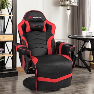 Faux Leather Ergonomic Massage Gaming Recliner Reclining Racing Chair Swivel in Red